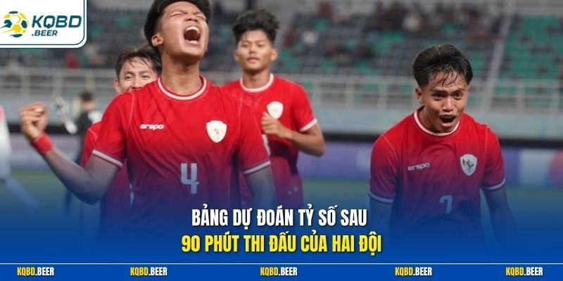 Bảng dự đoán tỷ số sau 90 phút thi đấu của hai đội