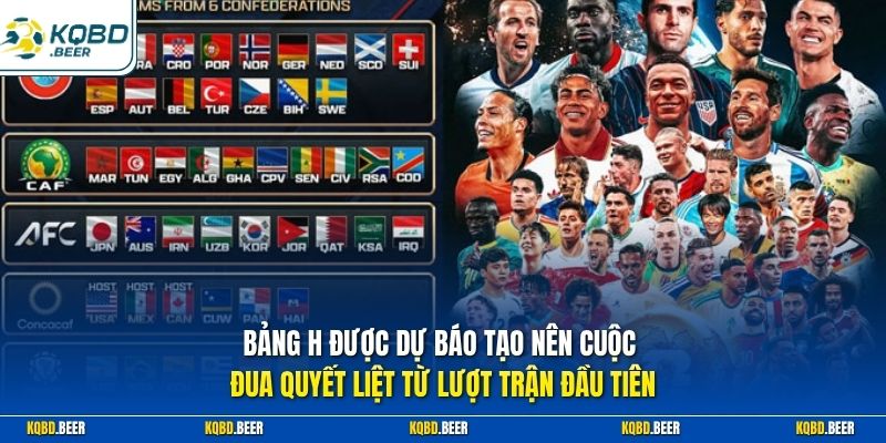Bảng H được dự báo tạo nên cuộc đua quyết liệt từ lượt trận đầu tiên